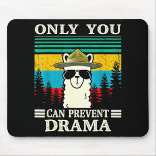 Llama Camping Only You Can Prevent Drama Vintage C Mouse Pad