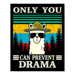 Llama Camping Only You Can Prevent Drama Vintage C Poster