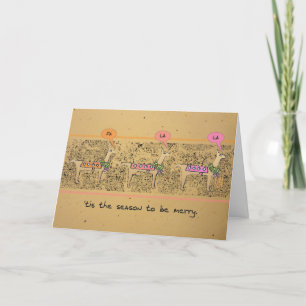Llama carolers 'Tis the Season Folded Holiday Card