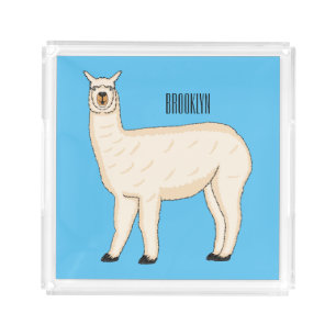 Llama cartoon illustration acrylic tray
