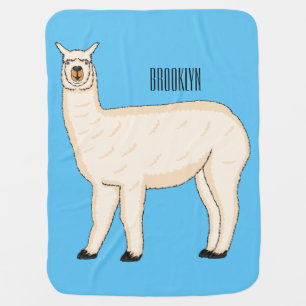 Llama cartoon illustration baby blanket