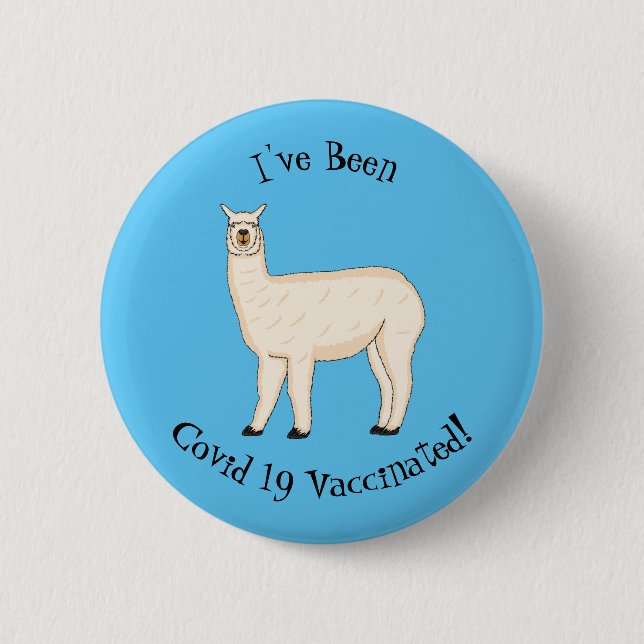 Llama cartoon illustration button (Front)