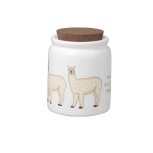 Llama cartoon illustration candy jar