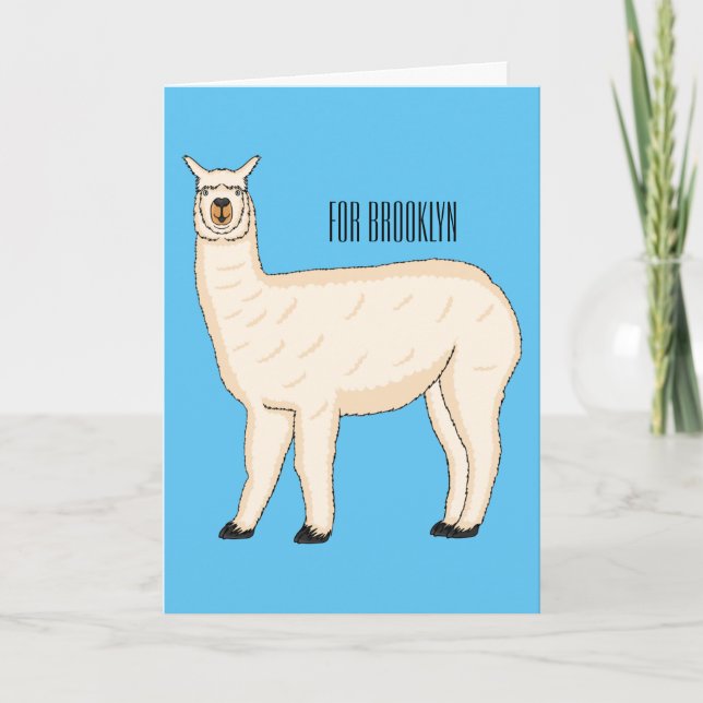 Llama cartoon illustration card (Front)