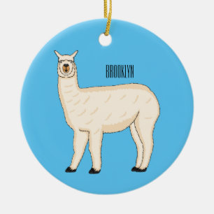 Llama cartoon illustration ceramic ornament