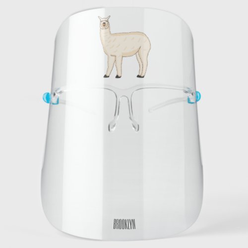 Llama cartoon illustration face shield