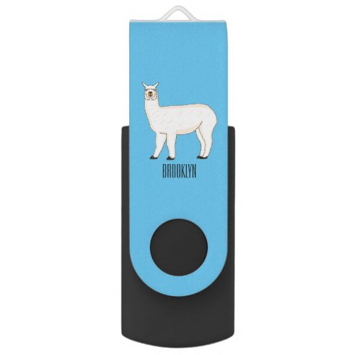 Llama cartoon illustration flash drive