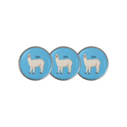 Llama cartoon illustration golf ball marker