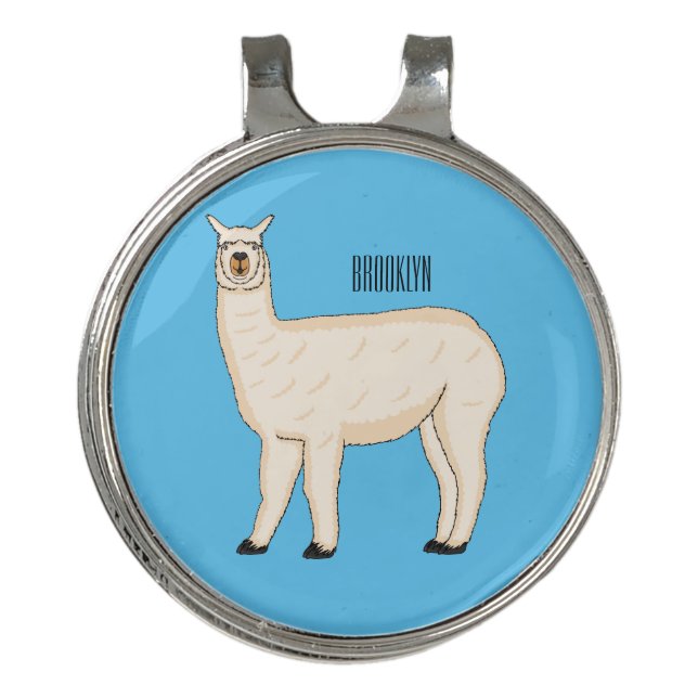 Llama cartoon illustration  golf hat clip (Front)