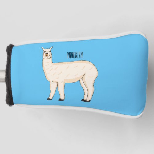 Llama cartoon illustration  golf head cover