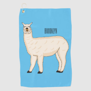 Llama cartoon illustration  golf towel