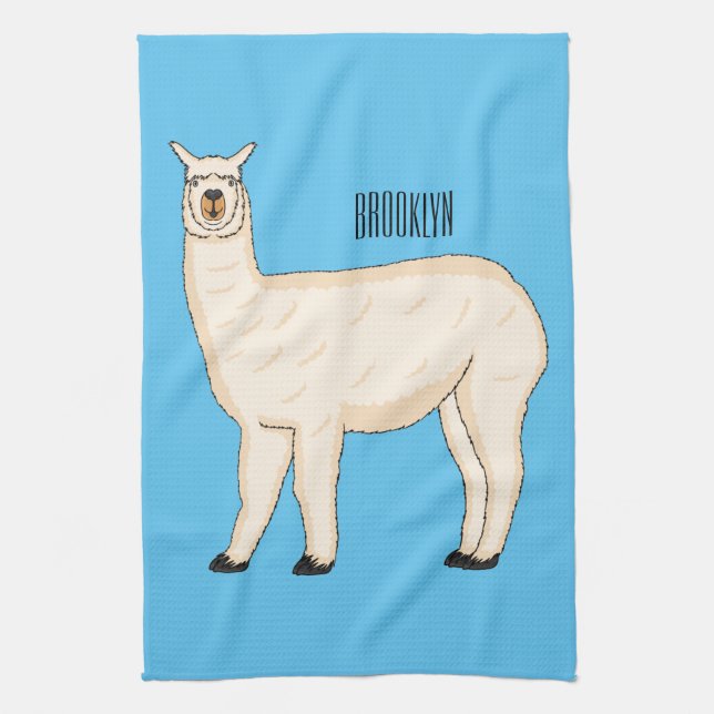 Llama cartoon illustration  kitchen towel (Vertical)