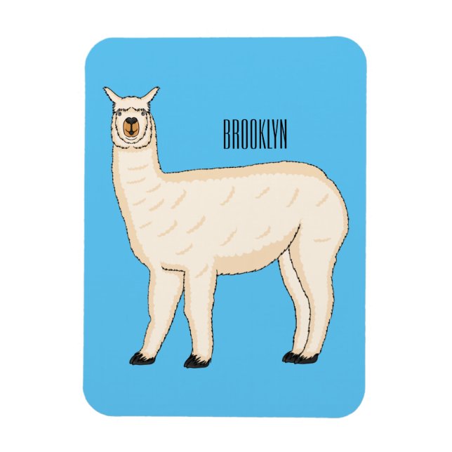 Llama cartoon illustration magnet (Vertical)