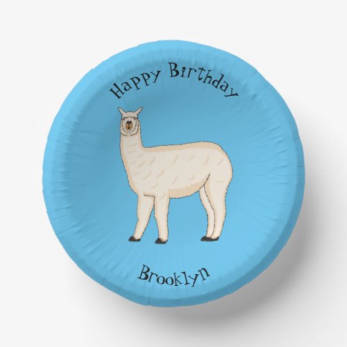 Llama cartoon illustration  paper bowls