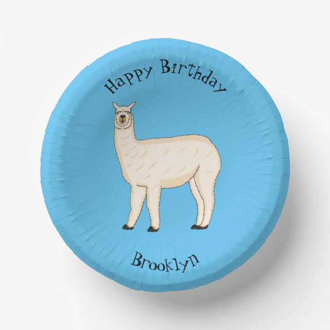 Llama cartoon illustration  paper bowls (Front)