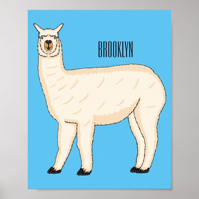 Llama cartoon illustration poster (Front)