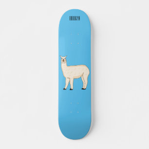 Llama cartoon illustration skateboard