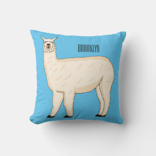 Llama cartoon illustration throw pillow