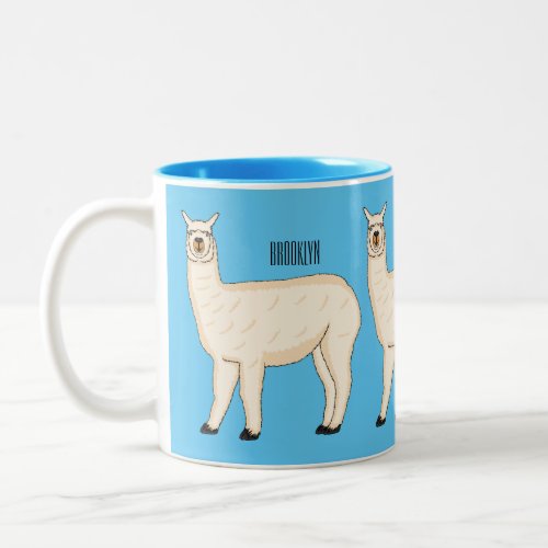 Llama cartoon illustration Two_Tone coffee mug