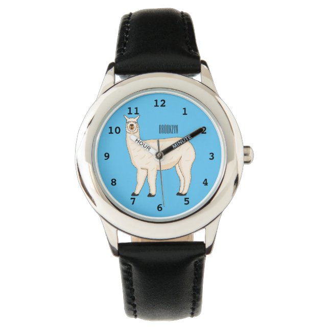 Llama cartoon illustration  watch (Front)
