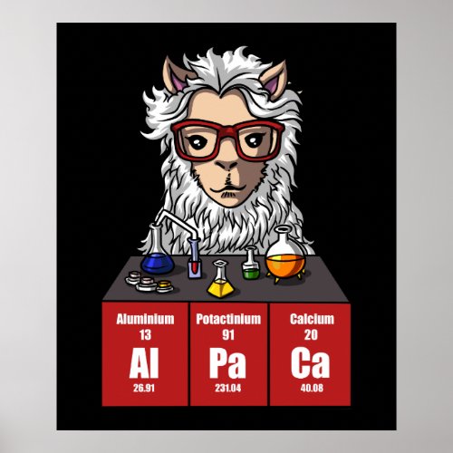 Llama Chemistry Science Teacher Alpaca Poster