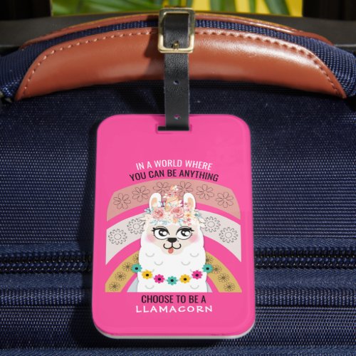 Llama  Choose to Be a Llamacorn Luggage Tag