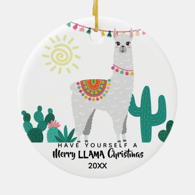 Llama CHristmas Funny Ornament (Back)