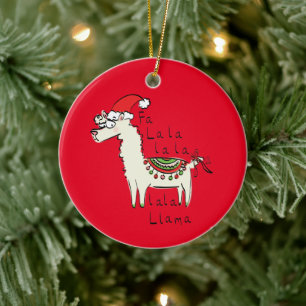 Llama Christmas Kids Cute Funny Ceramic Ornament