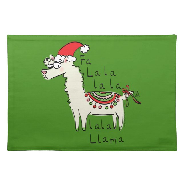 Llama Christmas Kids Cute Funny Cloth Placemat (Front)