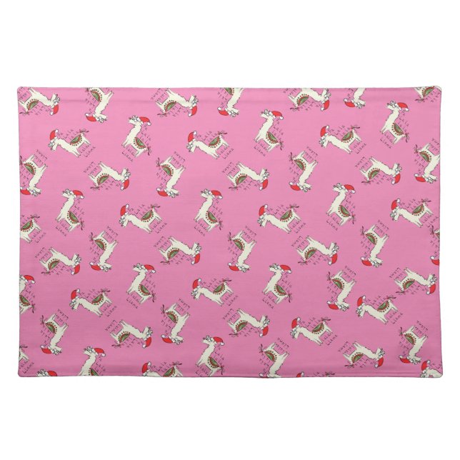 Llama Christmas Kids Cute Funny Cloth Placemat (Front)