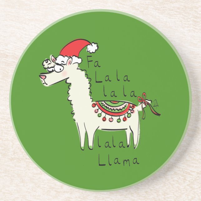 Llama Christmas Kids Cute Funny Coaster (Front)