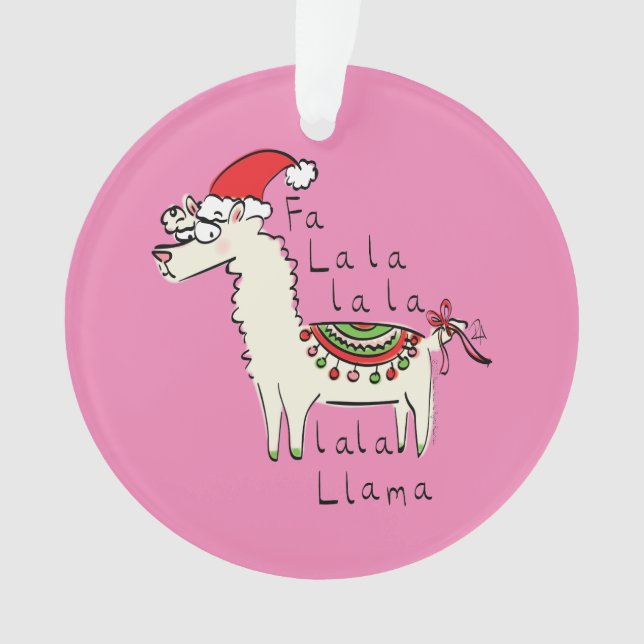 Llama Christmas Kids Cute Funny Ornament (Front)