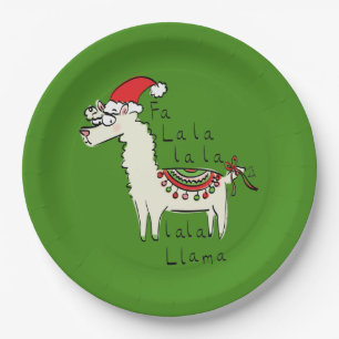 Llama Christmas Kids Cute Funny Paper Plates