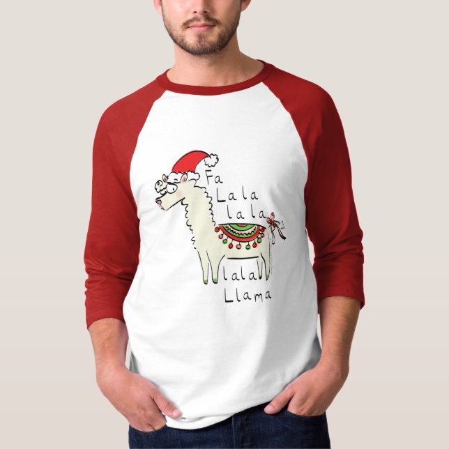 Llama Christmas Kids Cute Funny T-Shirt (Front)