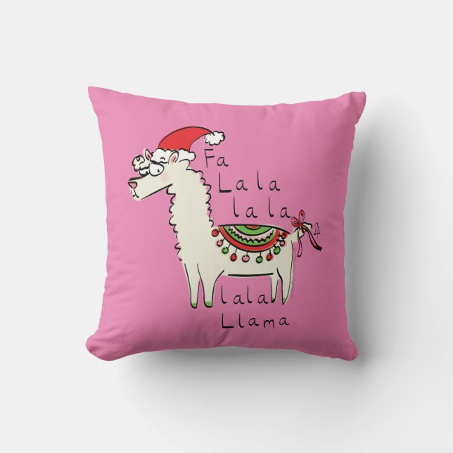Llama Christmas Kids Cute Funny Throw Pillow (Front)