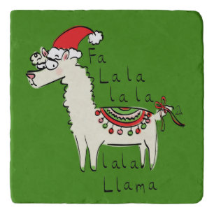 Llama Christmas Kids Cute Funny Trivet
