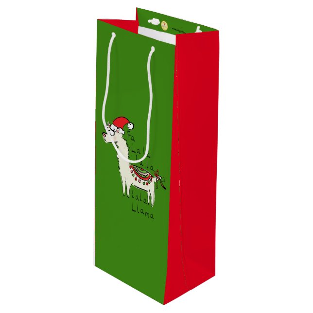Llama Christmas Kids Cute Funny Wine Gift Bag (Front Angled)