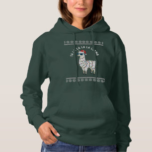 Llama Christmas Lights Pun Hoodie