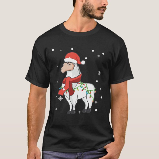 Llama Christmas Lights Sturdy Animals  Alpaca Xmas T-Shirt (Front)