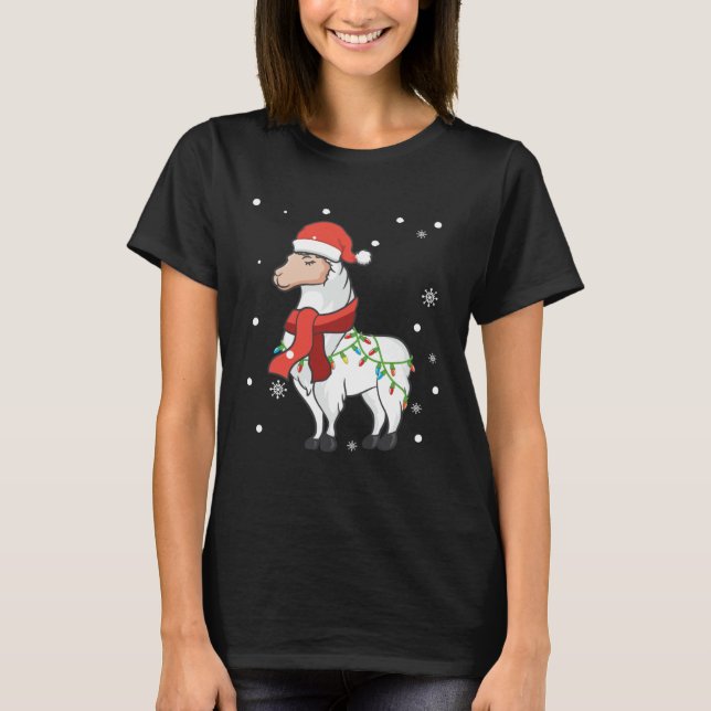 Llama Christmas Lights Sturdy Animals  Alpaca Xmas T-Shirt (Front)
