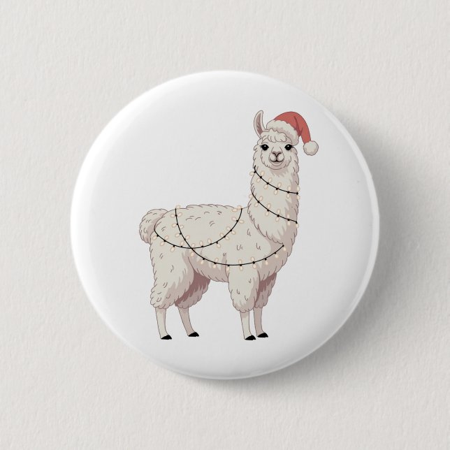 Llama Christmas Lights Sturdy Animals Lover Alpaca Button (Front)