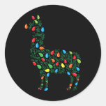 Llama Christmas Lights Sturdy Animals Lover Alpaca Classic Round Sticker