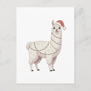 Llama Christmas Lights Sturdy Animals Lover Alpaca Holiday Postcard