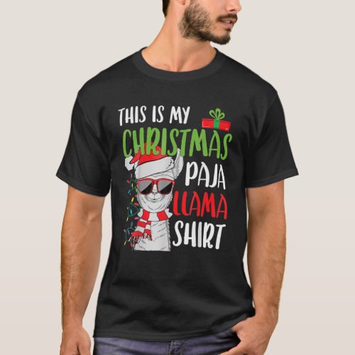 Llama Christmas Pajama This Is My Paja Llama Funny T_Shirt