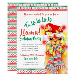 Llama Christmas party Invitation