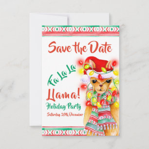 Llama Christmas party watercolor custom Save The Date