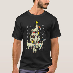Llama Christmas Tree Cute Xmas Alpaca Animal Men W T-Shirt