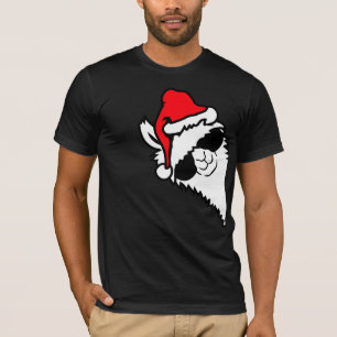 Llama Cool Sunglasses Santa Hat Side Profile XMas T-Shirt