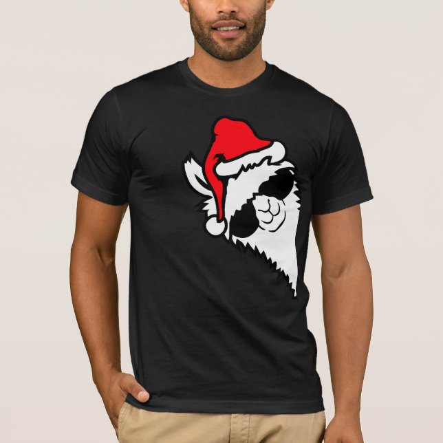 Llama Cool Sunglasses Santa Hat Side Profile XMas T-Shirt (Front)