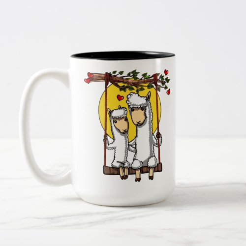 Llama Couple Alpaca Cute Animals Two_Tone Coffee Mug